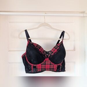 Torrid Curve Plaid and Lace Push-Up Corset Bra 42DD